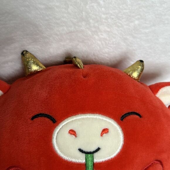 Squishmallows Baiden The Dragon With Boba Tea 8” Red Embroidered Plush Toy - Picture 3 of 7